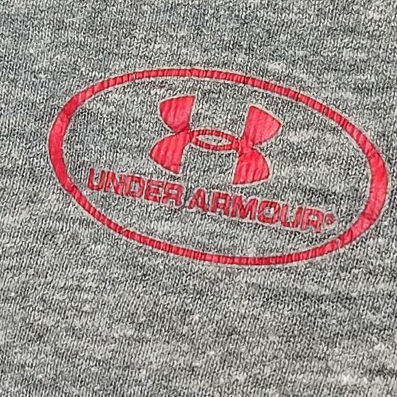 Under Armour Mens Wisconsin Badgers Gray Red Loose HeatGear Crewneck Tshirt S - Picture 12 of 13